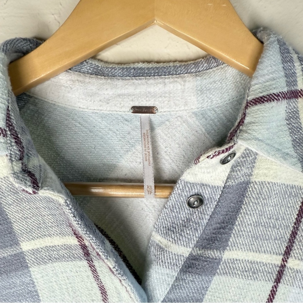 Free People Rainy Day Plaid Button Down Flannel Shirt Size XS - Picture 4 of 9